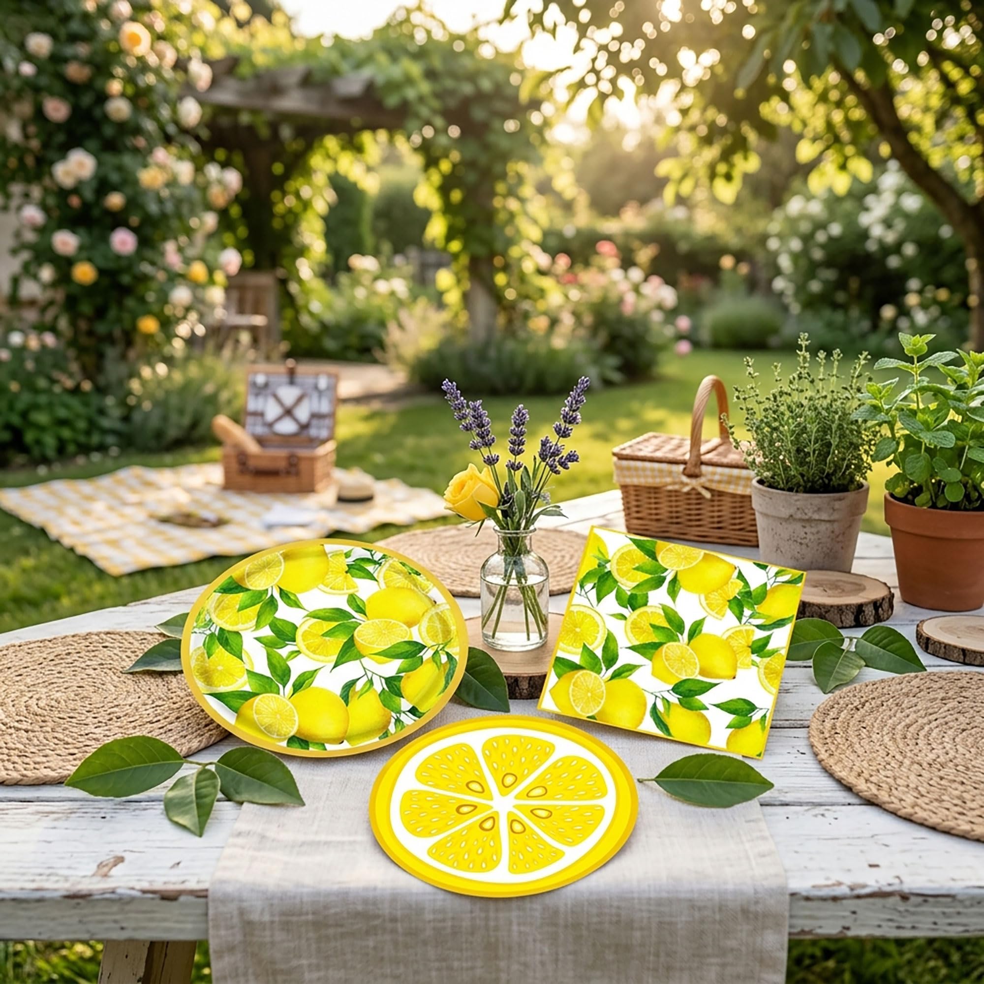 JeVenis Capri Lemon Party Decoration Capri Lemon Birthday Party Tableware Supplies Plates Napkins - Image 6