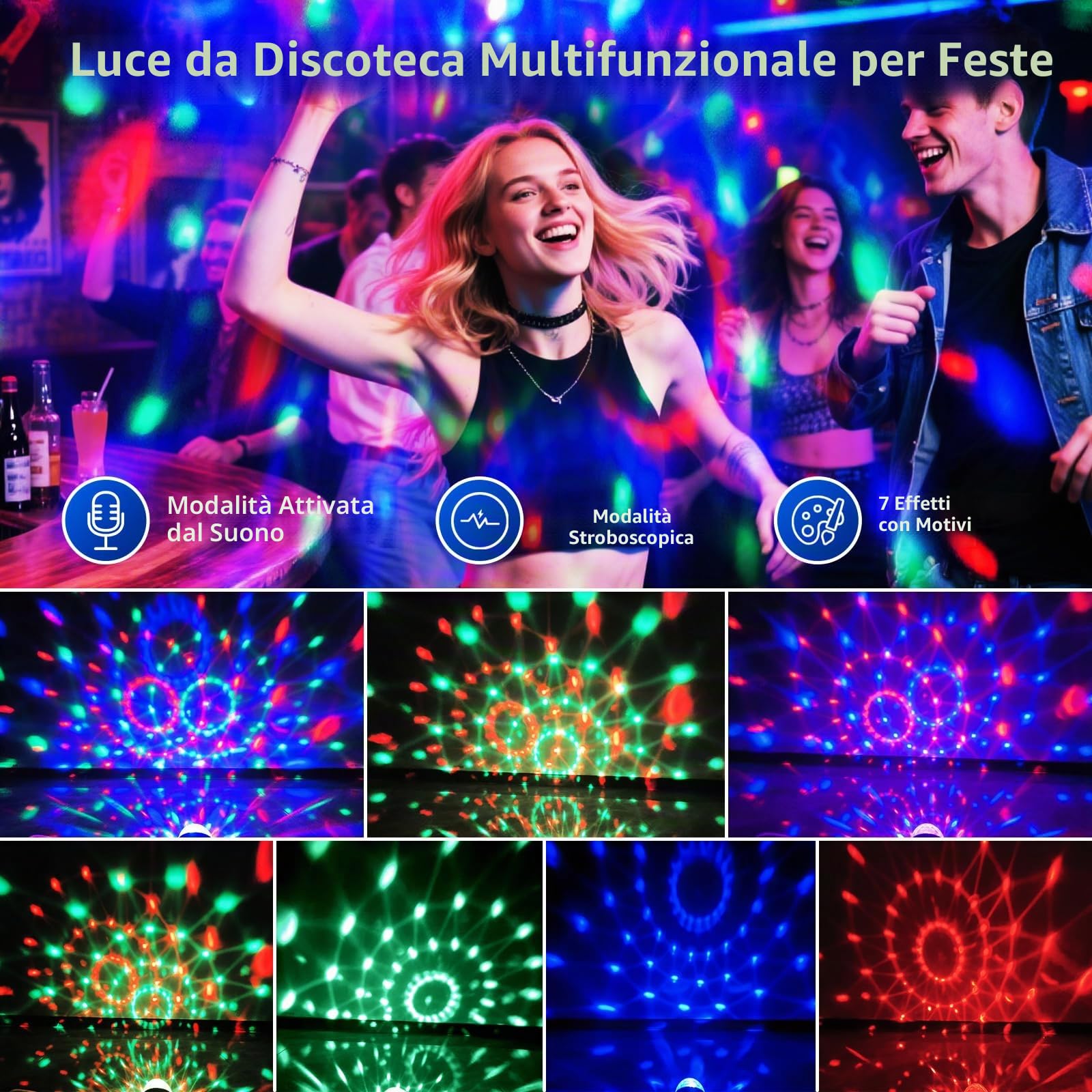 Set di luce per discoteca a 3 parti, sfera disco in materiale ABS con telecomando, lampada strobo DJ, adatta per decorazioni luminose in matrimoni/KTV karaoke/cene di compleanno.