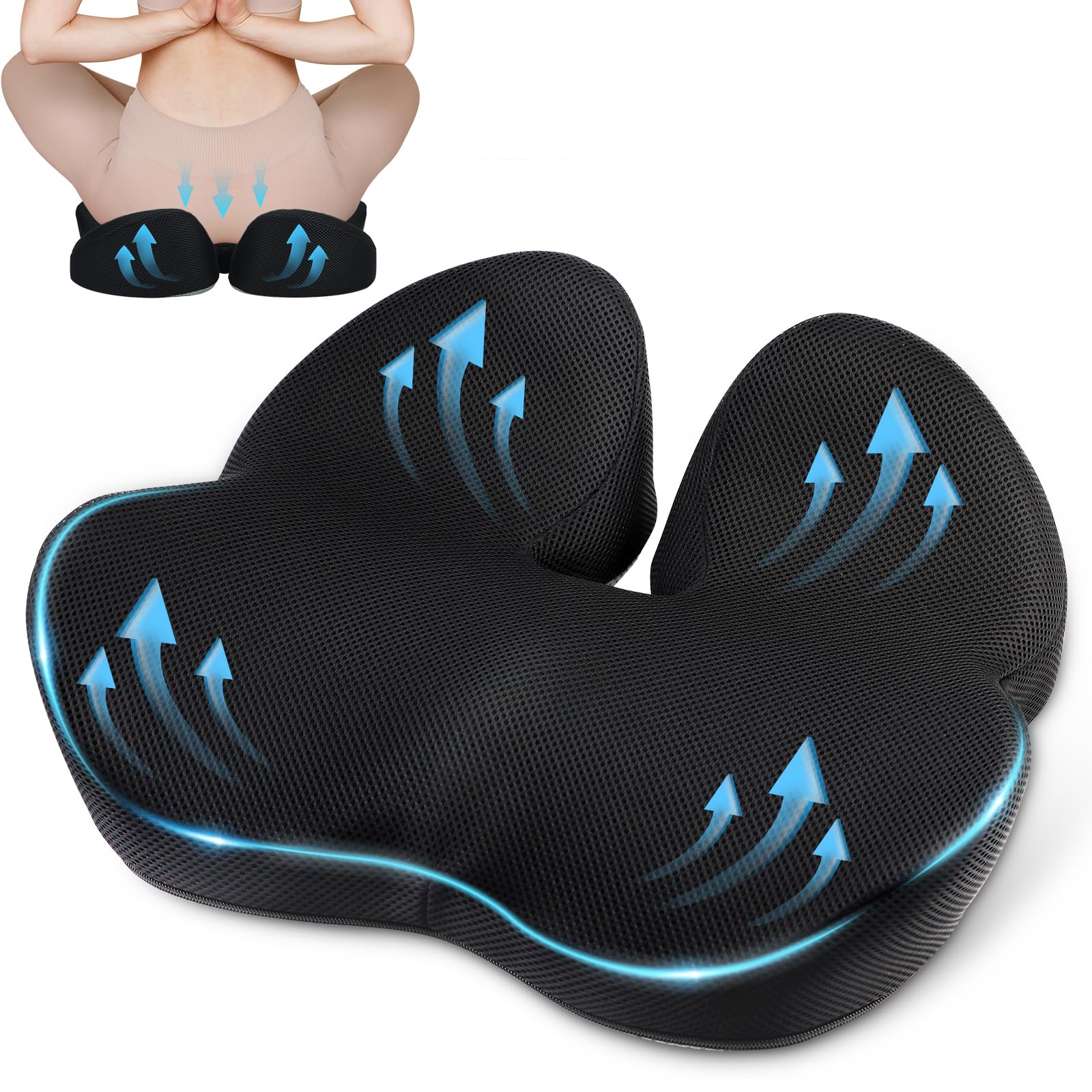 Cojin Coxis Ortopedico,Cojin Silla Oficina Cojín de Asiento Ergonómico Cojín de Espuma Cojín del Asiento del automóvila,Cojín Ergonómico para Alivio de la Presión en Caderas,Coxis y Ciática