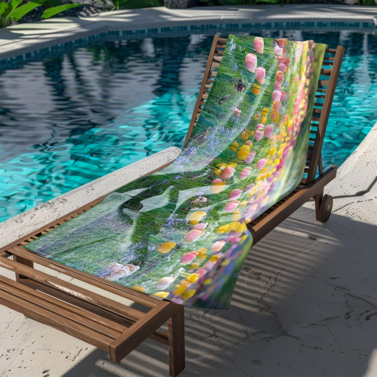 Genérico Toalla Playa Grande Rosa Flor Verde Microfibra Secado Rápido Oversize Toalla Sin Arena Súper Ligera Piscina Camping Picnic Yoga Gimnasio Y Deportes Viaje