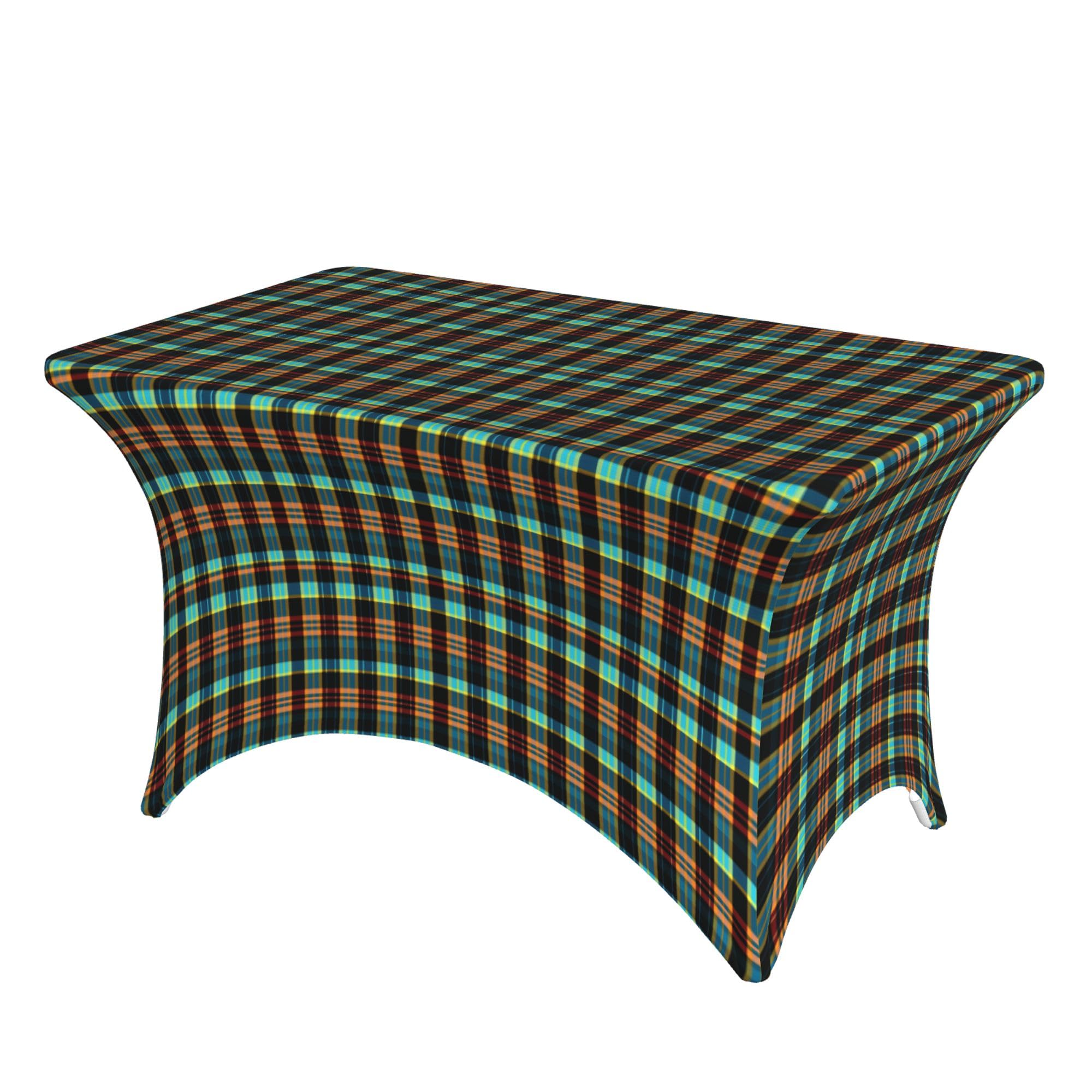 4FT Stretch Spandex Table Cover, Tartan Plaid Stretch Fitted Table Cover Rectangle Tablecloth Stretch Table Cloth Cover Lash Bed Cover for Folding Rectangle Table, Wedding Party or Event โ image 1