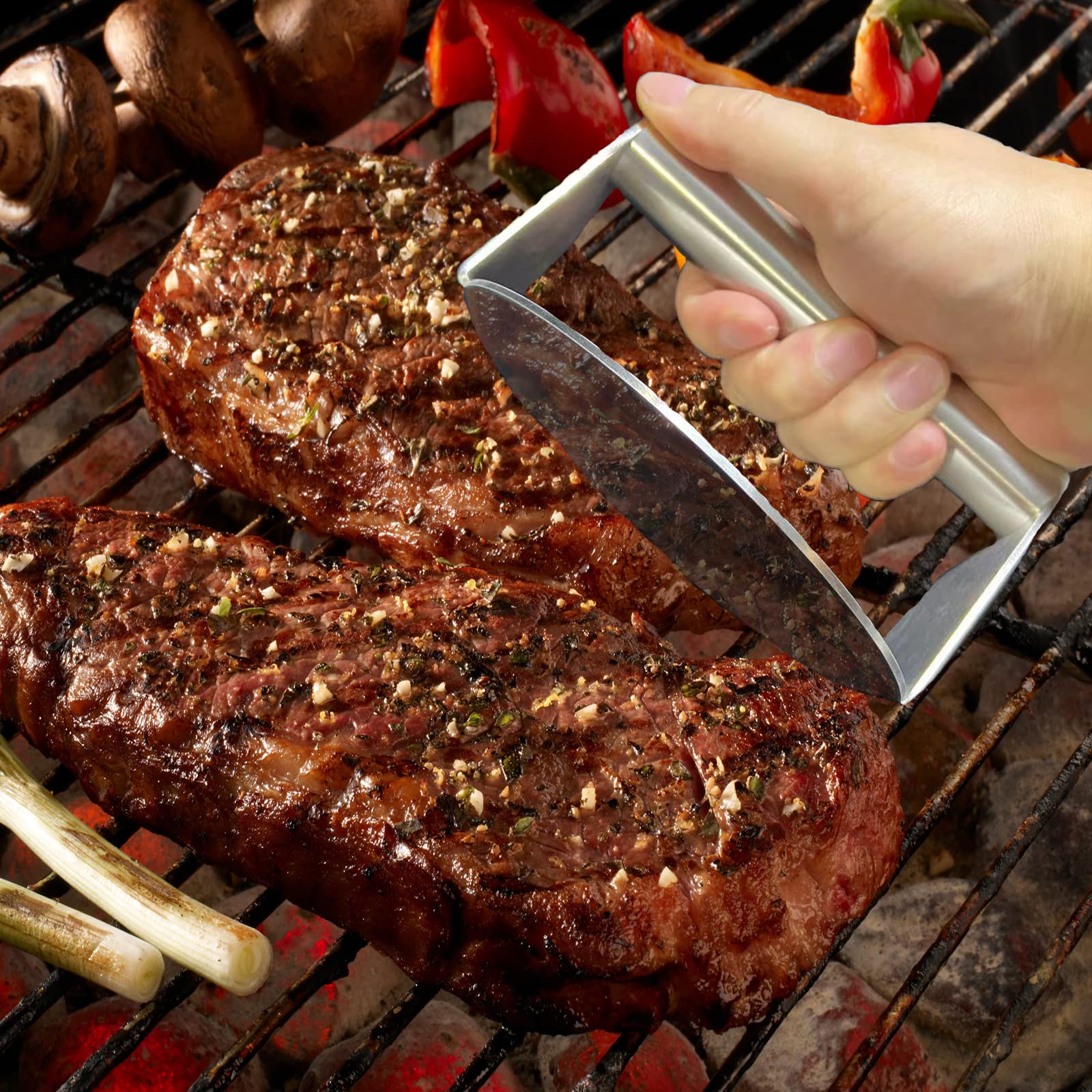 Presse-hamburger, Presse-viande, Acier Inoxydable, Avec Décapsuleur Et Manche En Bois