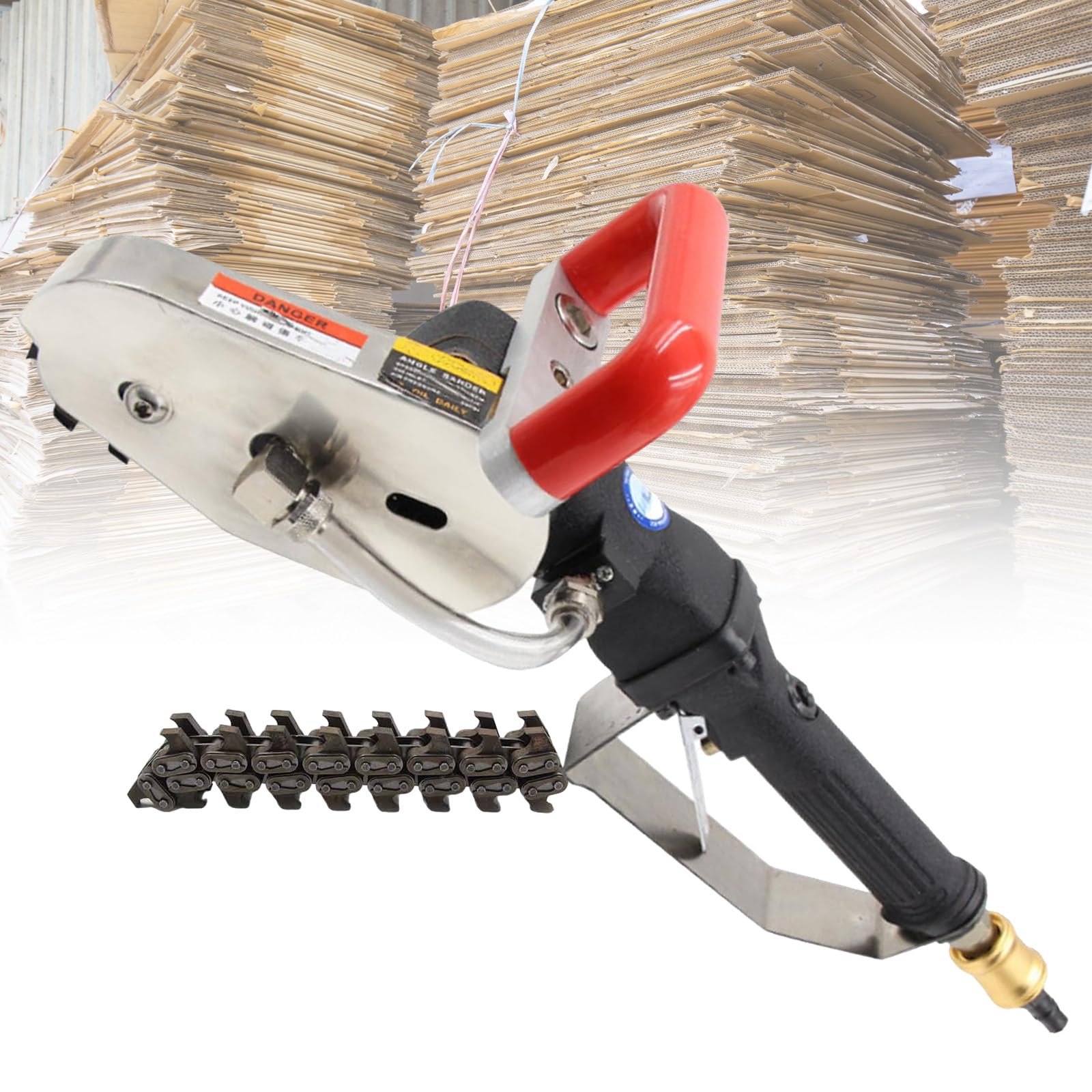 JKJZSALJ Carton Box Stripper Remover Machine 6 Mm 5 Mm 8 Mm,Thick Auxiliary Handle And 1/4 Air Inlet,2500 Rpm Adjustable Air Pressure Cardboard Shredder,6Mm-Middletoothsinglejaw,LargeTooth