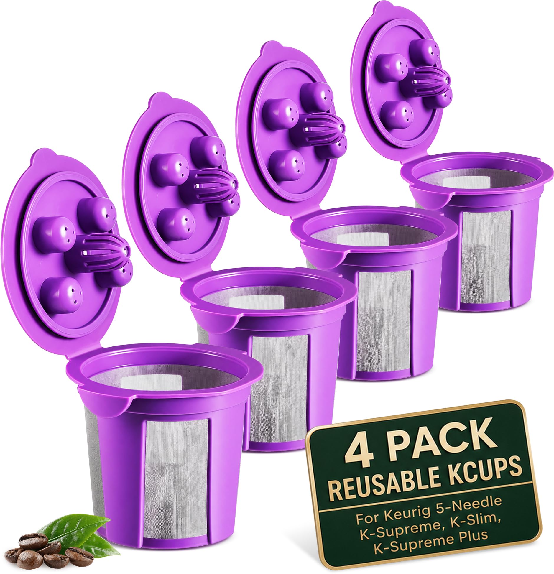 PureHQ Tazas K reutilizables para Keurig Supreme, K-Supreme Plus, K-Slim, Keurig Universal by - Kcup recargable para cafetera Keurig Supreme, filtro de cápsulas de café MultiStream, nuevo diseño