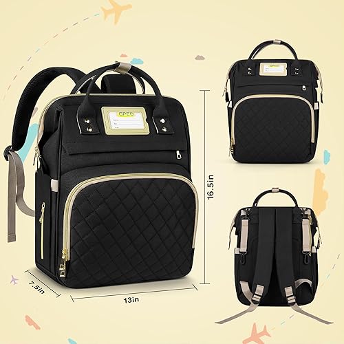 Miniatura 6 de Mochila para pañales de gran capacidad, impermeable y elegante, Negro -, Mochilas de viaje