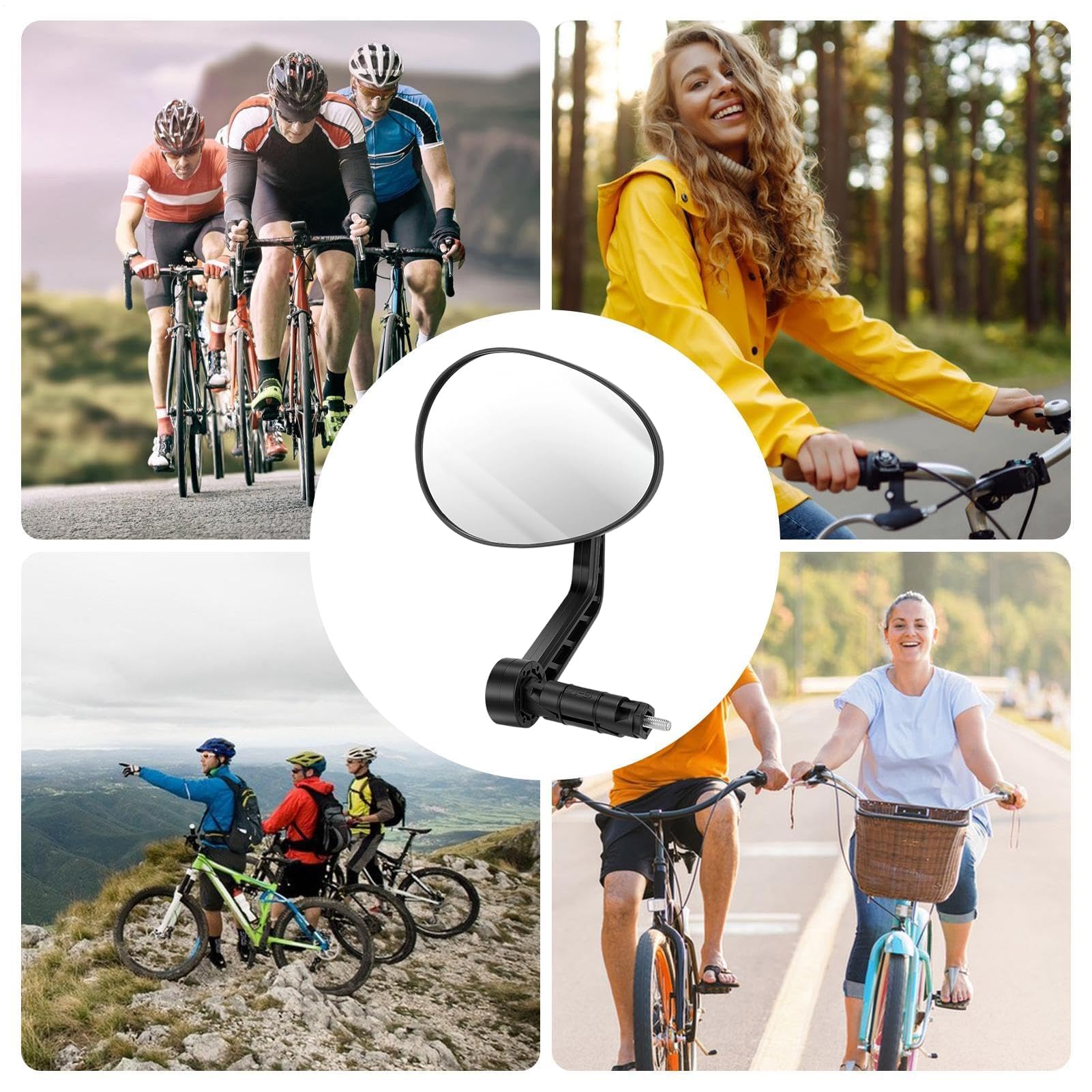 Specchietto retrovisore per bicicletta, grandangolo e girevole a 360°, montaggio sul manubrio per pendolari, città, trekking, montagna e per il tempo libero