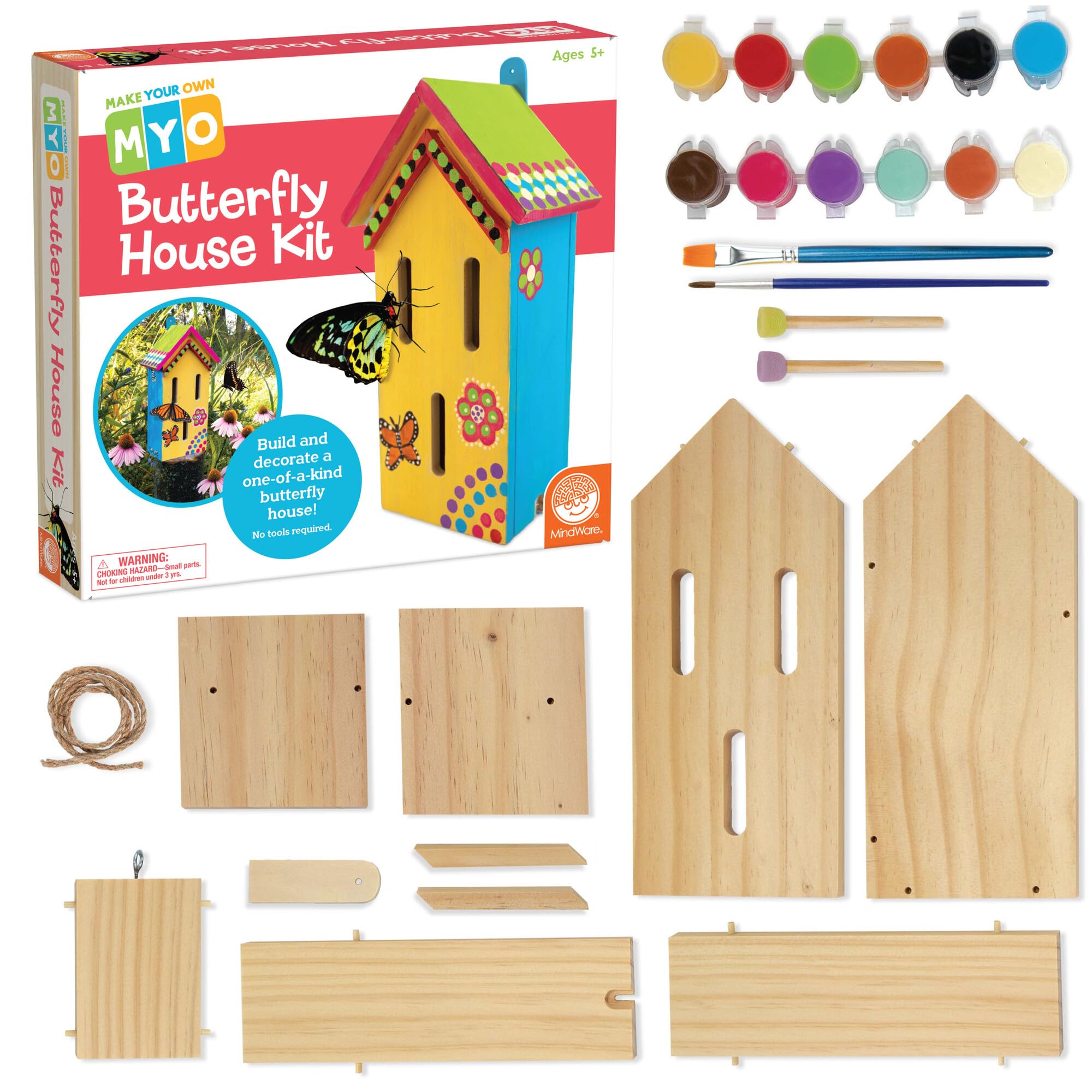 MindWare Make Your Own Butterfly House Kit - Butterfly Craft Kit for Kids Age 5 and Up