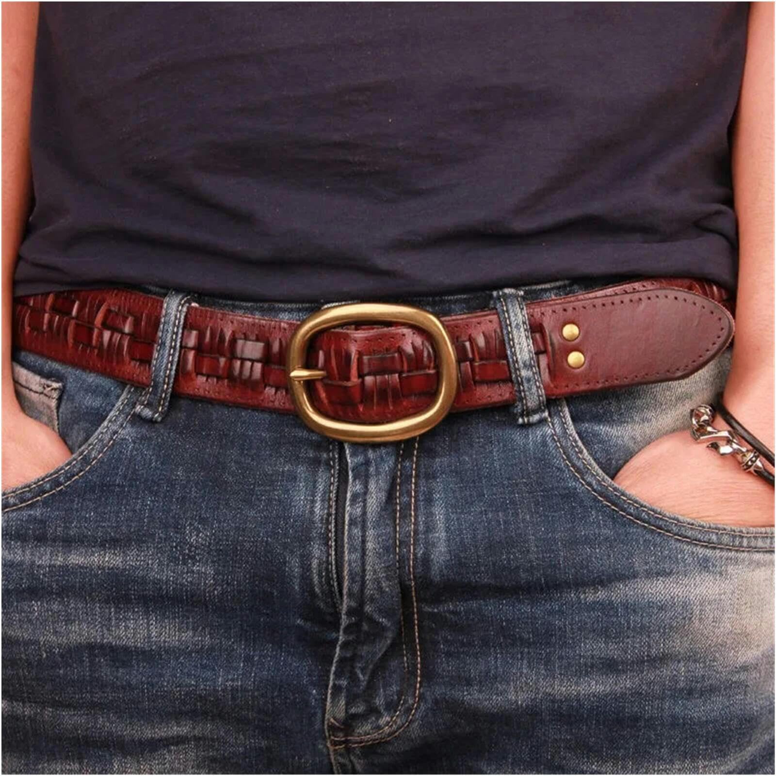 Leder Gürtel Herren Pin Schnalle Gewebter Ledergürtel, Vintage Jeans Gewebter Ledergürtel, Personalisierter Bequemer Gürtel