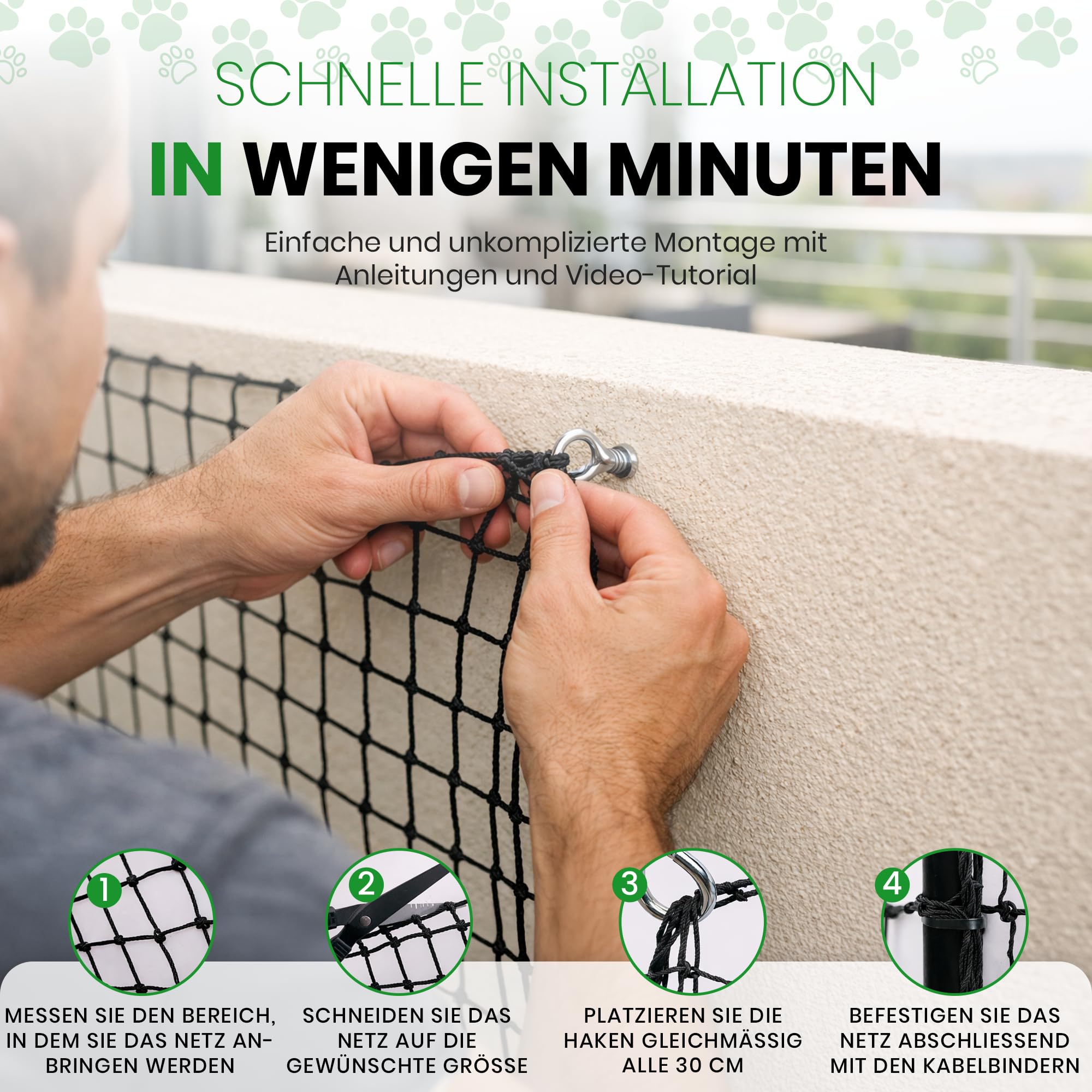 Katzennetz für Balkon Drahtverstärktes, 8x3m Katzengitter Fenster, Katzenschutznetz für Katzen zur Sicherung von Balkon, Terrassen, Fenstern, Dachluken, Türen