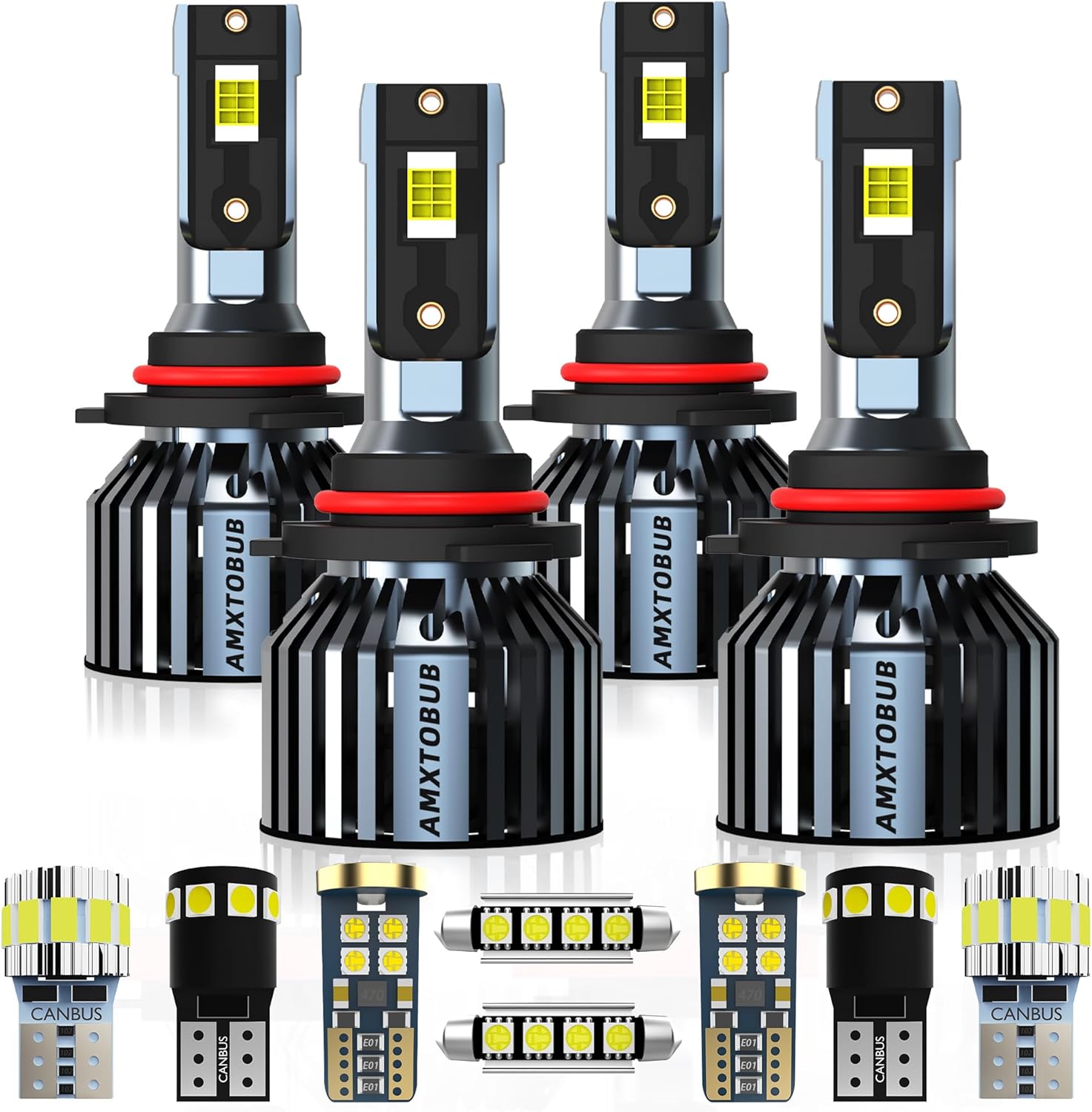 For Honda Civic 2005-2011 light Bulbs, 9005 High Beam + 9006 Low Beams + Interior Bulbs Package + License Plate Lights combo,10 Pack