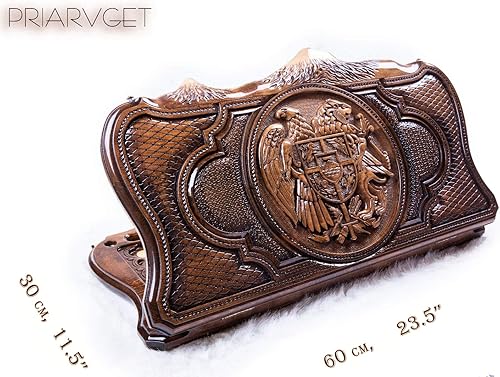 Miniatura 2 de Armenian BACKGAMMON WOODEN BOARD GAME Nardi Nardy checkers chess carving Ararat and Coat of Arm Ornament hand made gift walnut wood table game