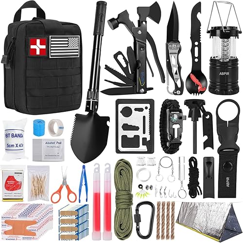 Kit de primeros auxilios de supervivencia de 171 piezas con equipo de supervivencia, suministros de primeros auxilios, tienda de campaña de