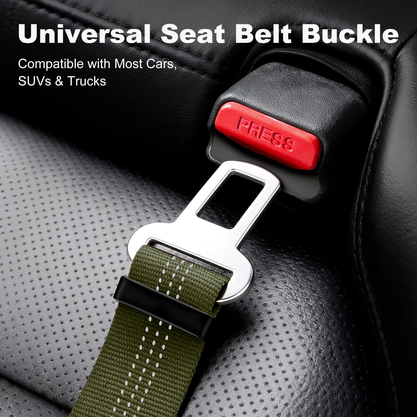 APakBak Dog Seat Belt for Car, Adjustable Dog Car Harness Seatbelt for Small Medium Large Dogs, Heavy Duty Travel Safety Restraint with Locking Aluminum Hook & Reflective Nylon Strap, Ranger Green - image 6