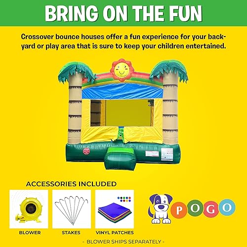 Miniatura 3 de Crossover Tropical Jungle - Casa inflable con cara sonriente - 13 x 12 x 14.5 pies - Gran unidad inflable de castillo para niños - Casa inflable