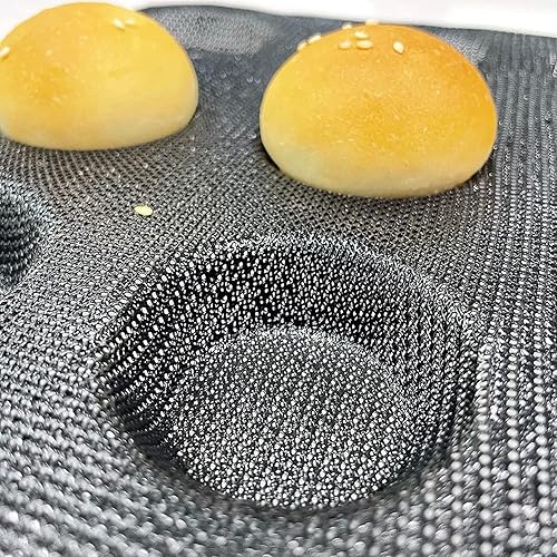 Vista 5 de Masteymoh Molde de malla de silicona para hamburguesas, molde de bollo de 20 cavidades con agujeros para bollos sin gluten