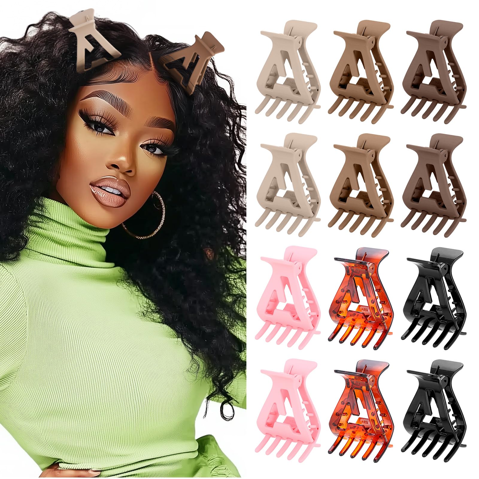 Photo 1 of 10Pcs Root Lifting Hair Clips for Thick & Thin Hair, Roller Jaw Volume Curly Hair Claw, No Crease Hair Root Lifting Clips for Natural Volume Curls