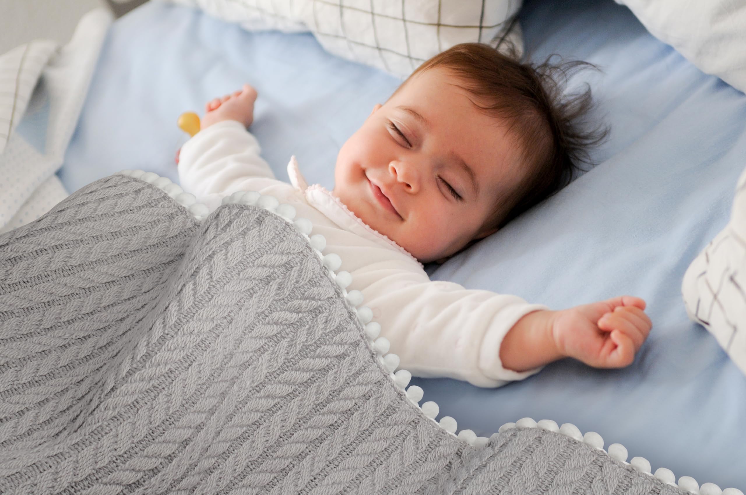 Babydecke 120x90 cm Bio-Baumwolle | Kuscheldecke für Neugeborene & Kinder | Strickdecke atmungsaktiv & weich | Geschenk zur Geburt & Taufe | Oeko-Tex Zertifiziert Rosa