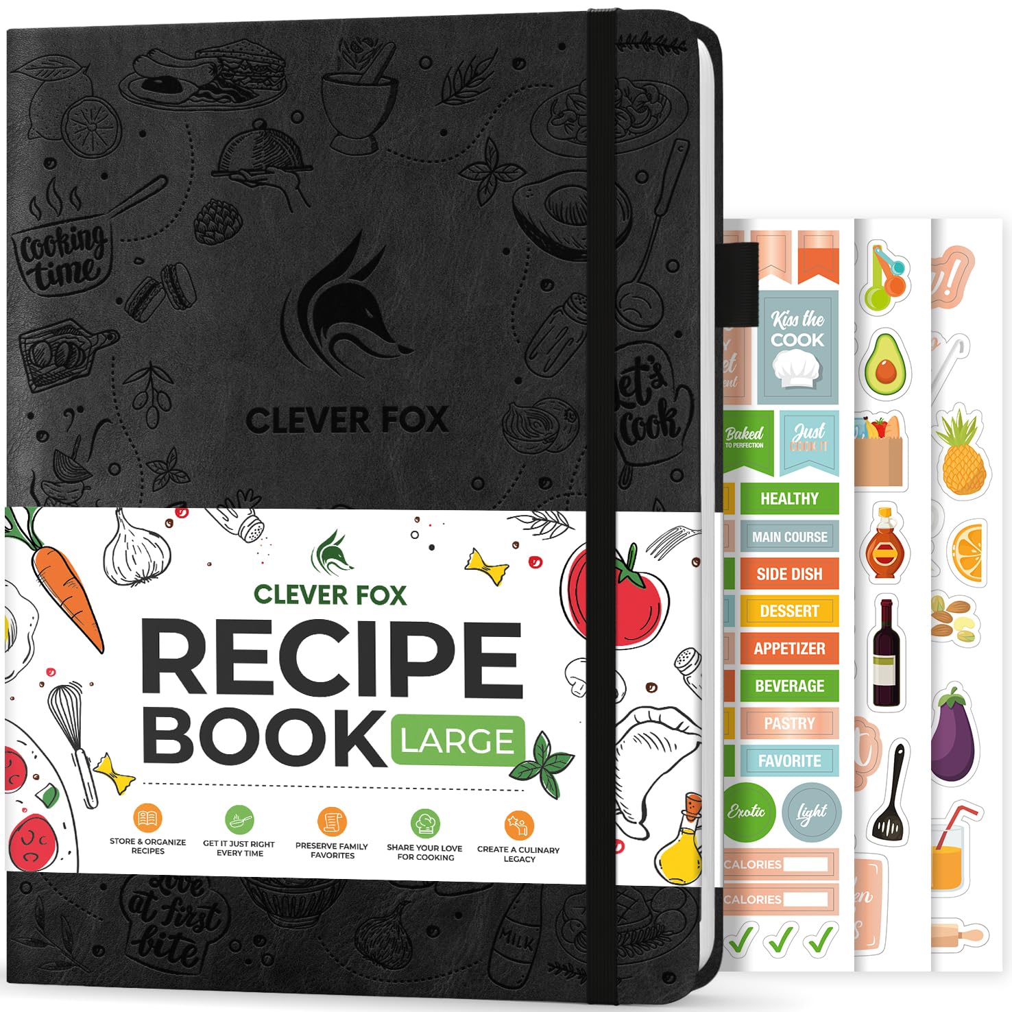 Clever Fox Recipe Book – Make Your Own Family Cookbook – Blank Recipe Notebook Organizer – Empty Cooking Journal to Write In Recipes – Large Size, 8.5