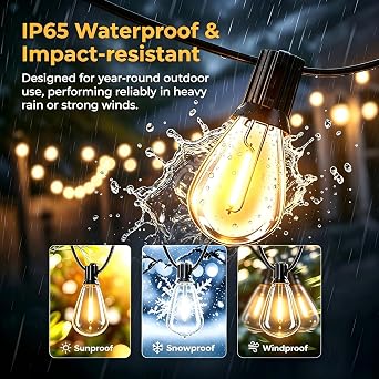 200FT Outdoor String Lights, LED Patio Lights with 62 Shatterproof S11 Edison Bulbs, Ultra Long Waterproof Hanging Lights for Backyard Deck Porch Party Decor Commercial Use 2700K
