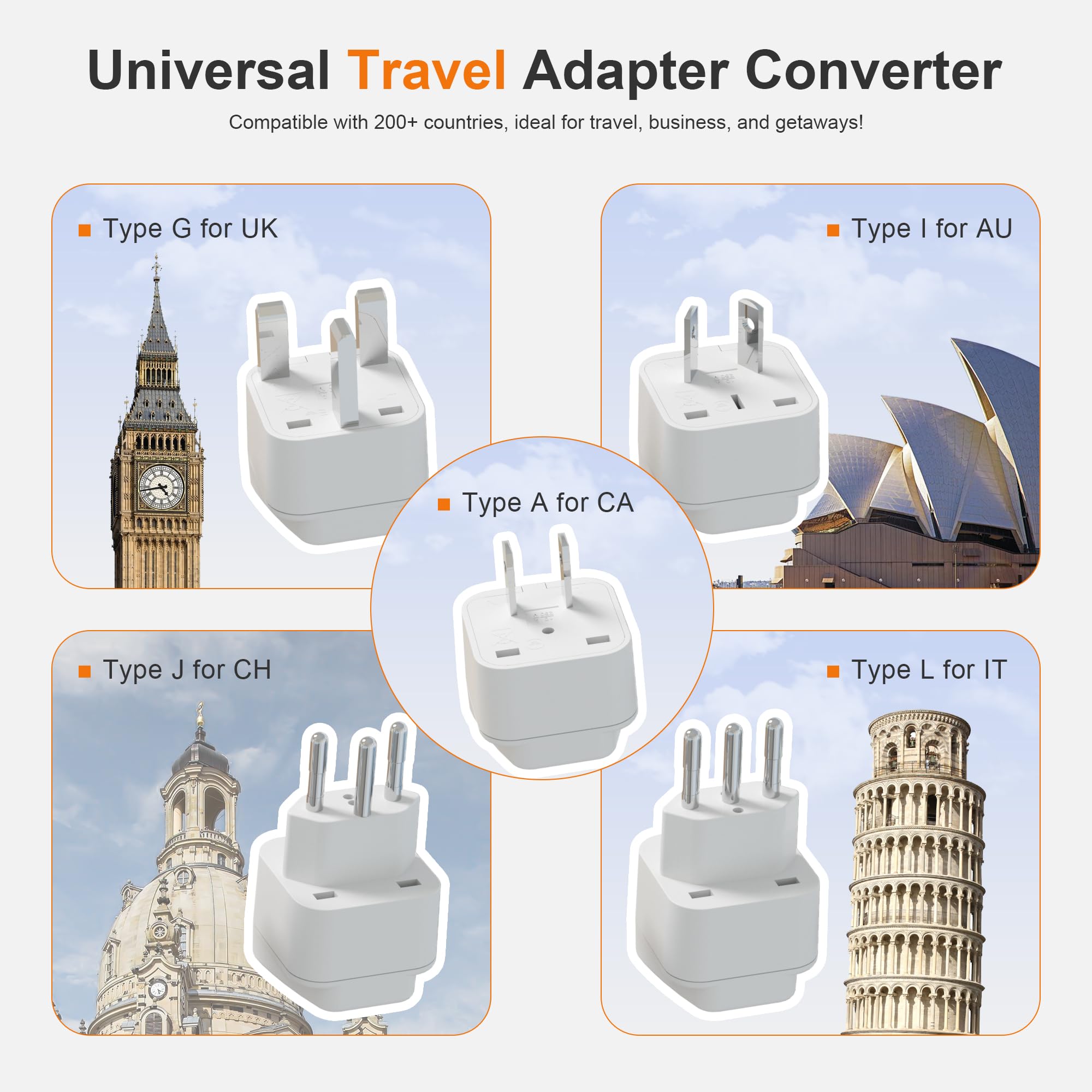 Adaptador convertidor de Voltaje de 220 V a 110 V: Transformador de Enchufe de regleta de Viaje Internacional de Estados Unidos a Europa, secador de Pelo eléctrico de 2000 W, convertidores de Salida
