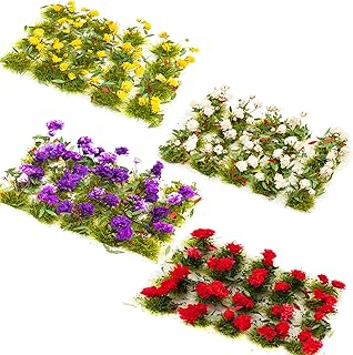 112 Pieces Bushy Tufts White Yellow Red Purple Flower Cluster Grass Tufts Kit Resin Wasteland Tuft Terrain Model Kit Static Scenery Model for Landscape Artificial Grass Modeling (Delicate Style)