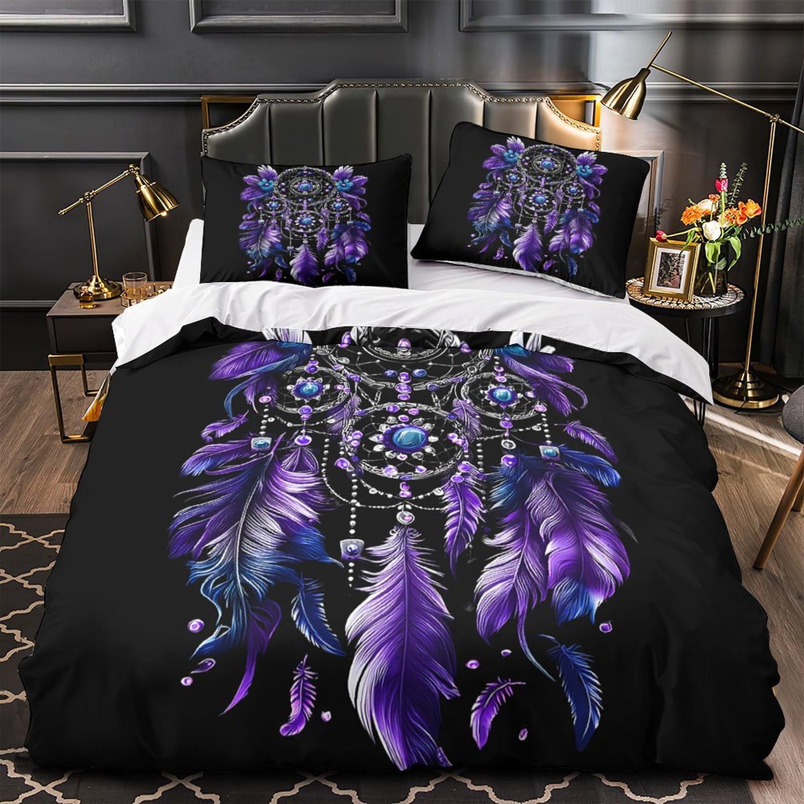 Housse de couette 220x240cm légère en microfibre lavable pour lit king ado garçon
