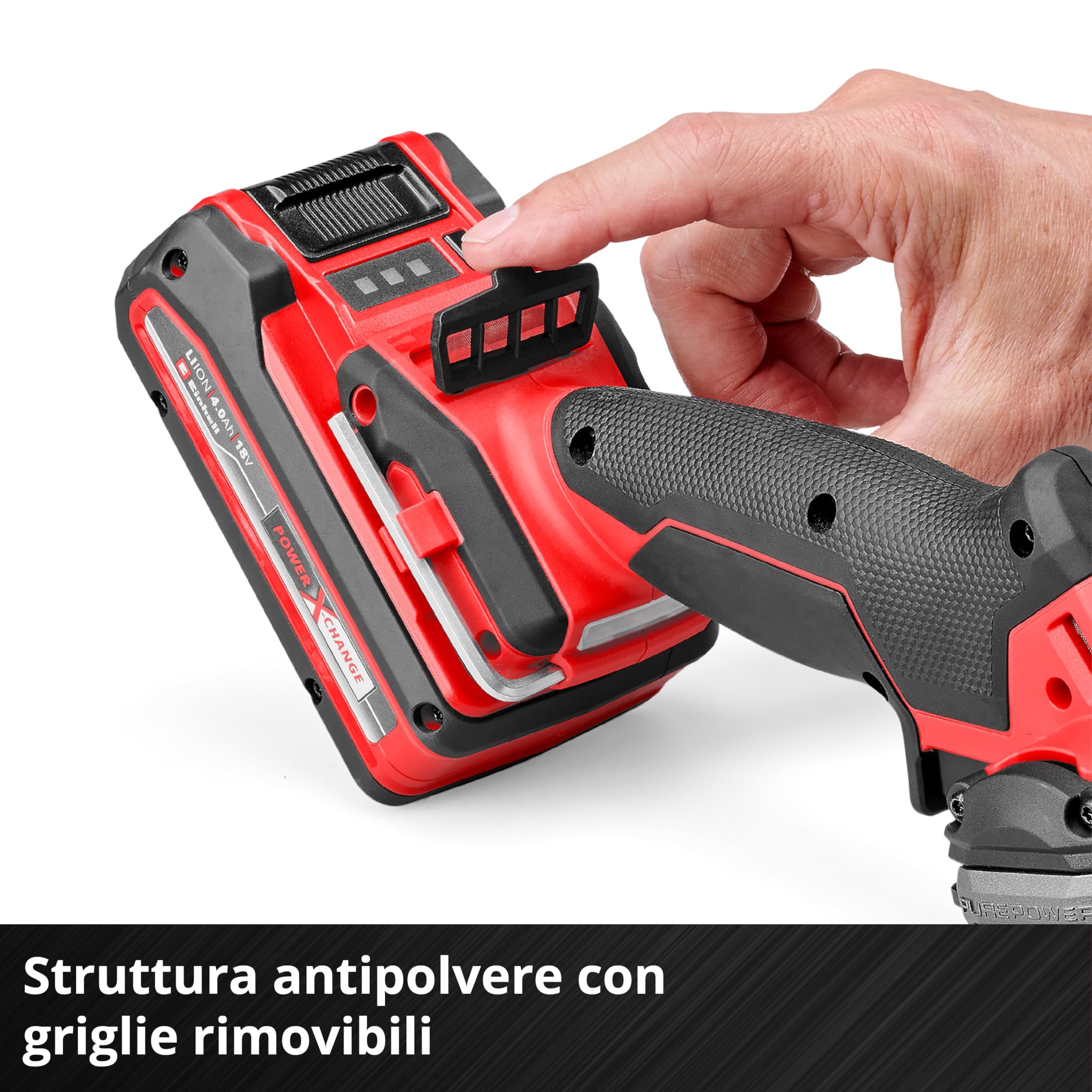 Smerigliatrice Einhell Professional TP-CO 18/76 Power X-Change (18 V, brushless, disco Ø 76 mm, profondità di taglio 16 mm, impostazione profondità di taglio, incl. 4 dischi, batteria esclusa)