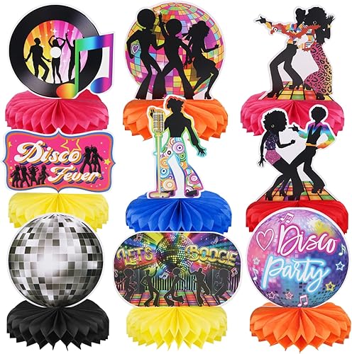 Centros de mesa de discoteca de los años 70 para decoración de fiesta de fiebre de discoteca de los años 70, 9 piezas de centro de mesa de nido de