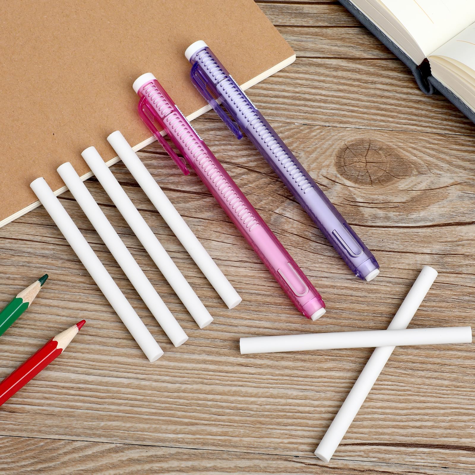 Set Gomme A Penna Retrattili - 2 Penne Con 6 Ricariche Per Scuola E Ufficio - Foto 10