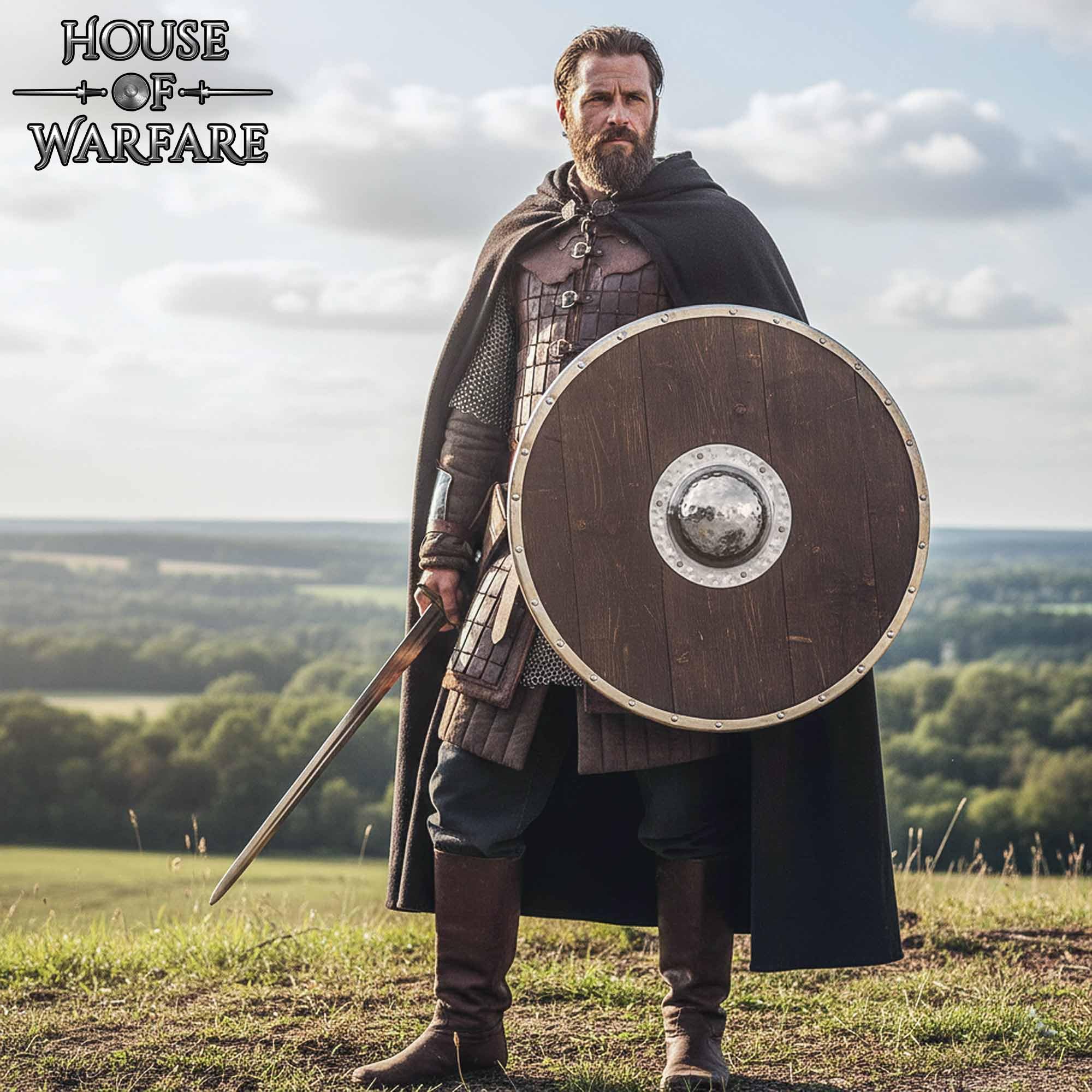Escudo de hierro forjado a mano jefe completo funcional vikingo umbo batalla listo réplica histórica armadura