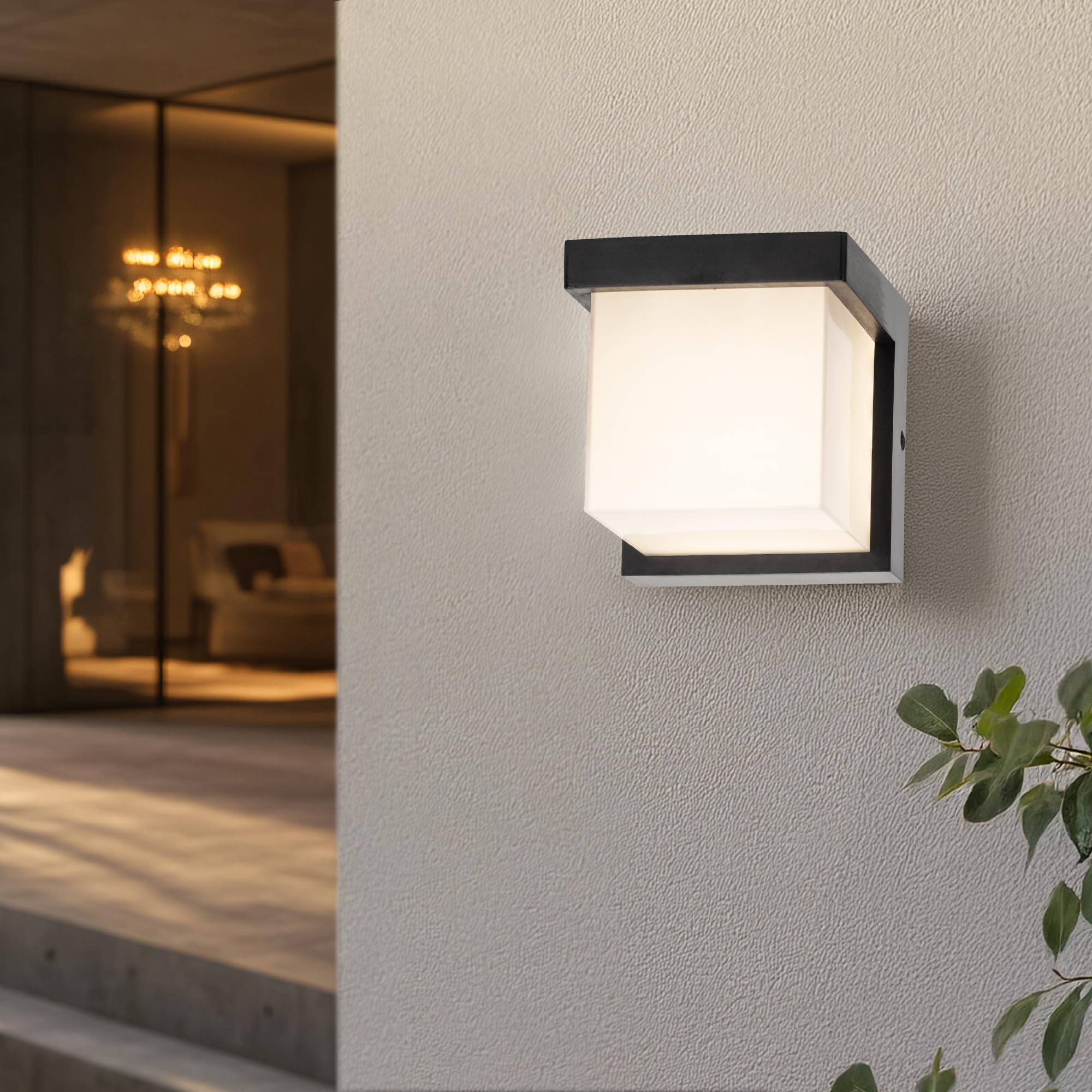 Zewnętrzna Lampa Ścienna 9W 750lm 4000K Oprawa Ogrodowa LED IP65 Lampa Elewacyjna Czarna Idealna na Balkon Taras Ogród Garaż