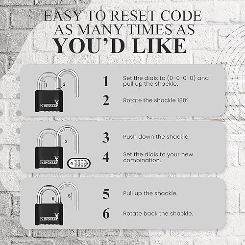 Miniatura 5 de Kingsley Cerraduras de 22 litros para establecer tu propia cerradura de combinación negra, acero endurecido, resistente a la intemperie para