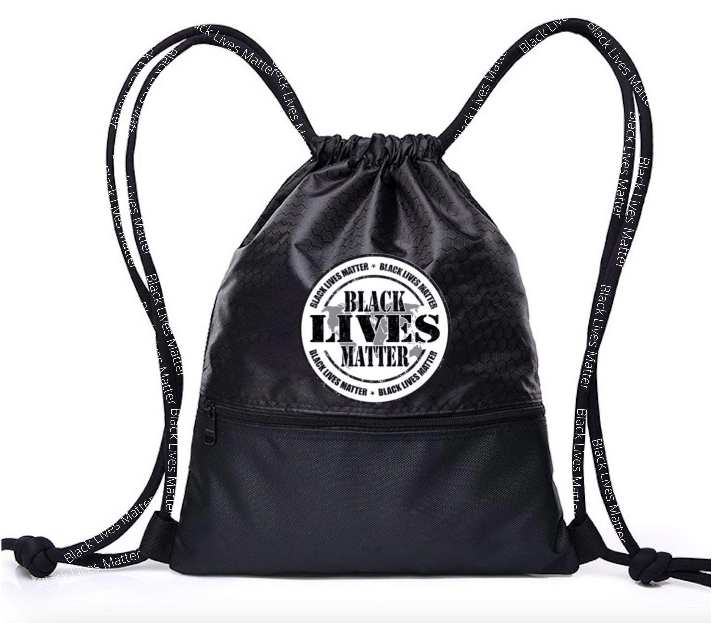 Black Lives Matter Drawstring Backpack: Perfect Sport, Gym or Overnight bag, Support BLM, Perfect Holiday Gift for Men, Women, or Children!