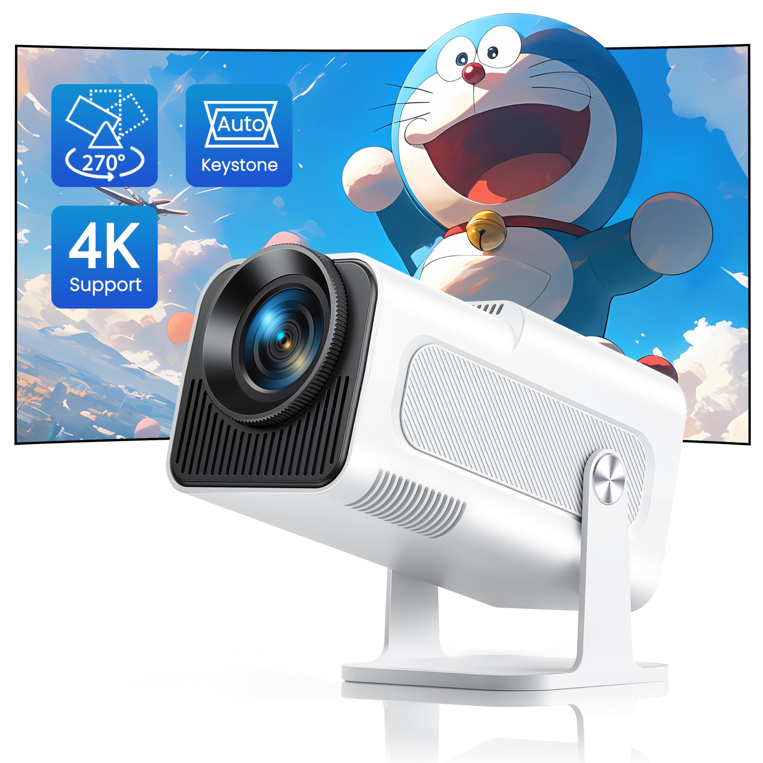 Proyector4K Soporte, Mini Proyector Portatil 25000 Lúmenes Full HD