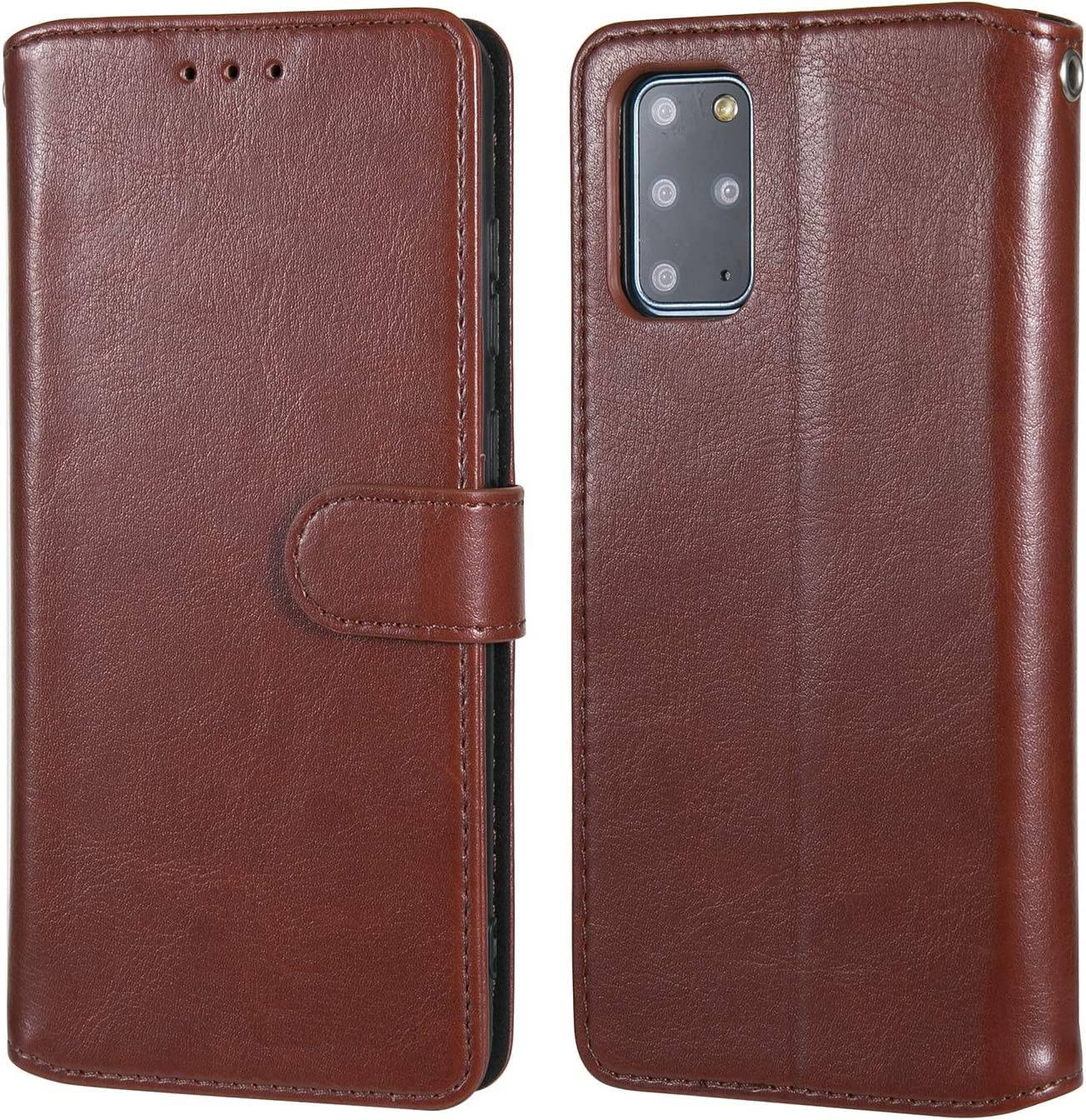 HISSIMO Flip Wallet Case for Samsung Galaxy S20 Plus, 3 Card Slots, Magnetic Closure, Coffee