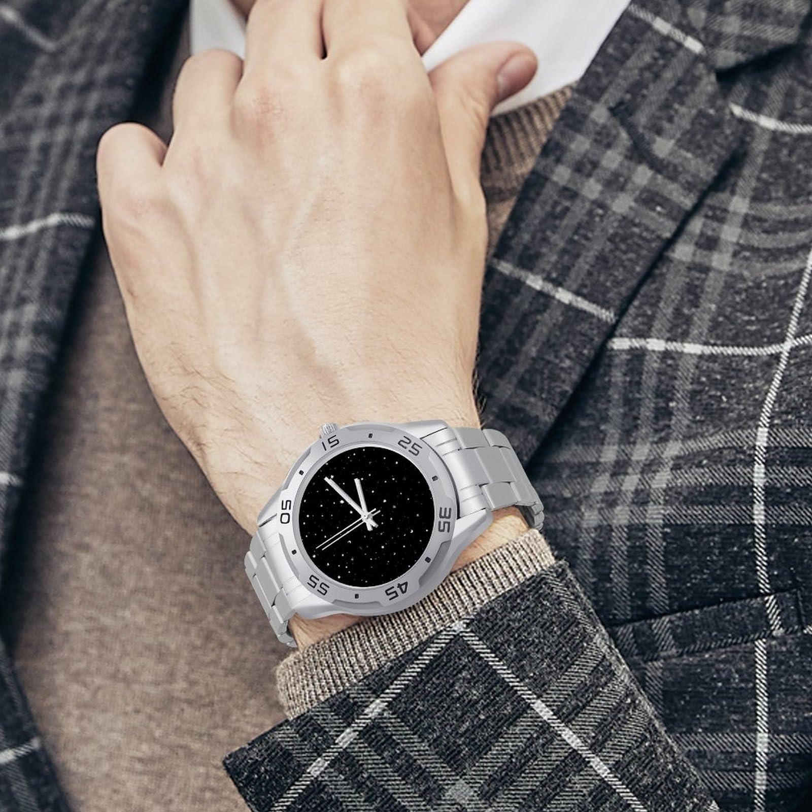 Black Universe Herren-Quarzuhr, trendige Edelstahl-Bänder, leicht lesbar, minimalistische Armbanduhren, Business Daily