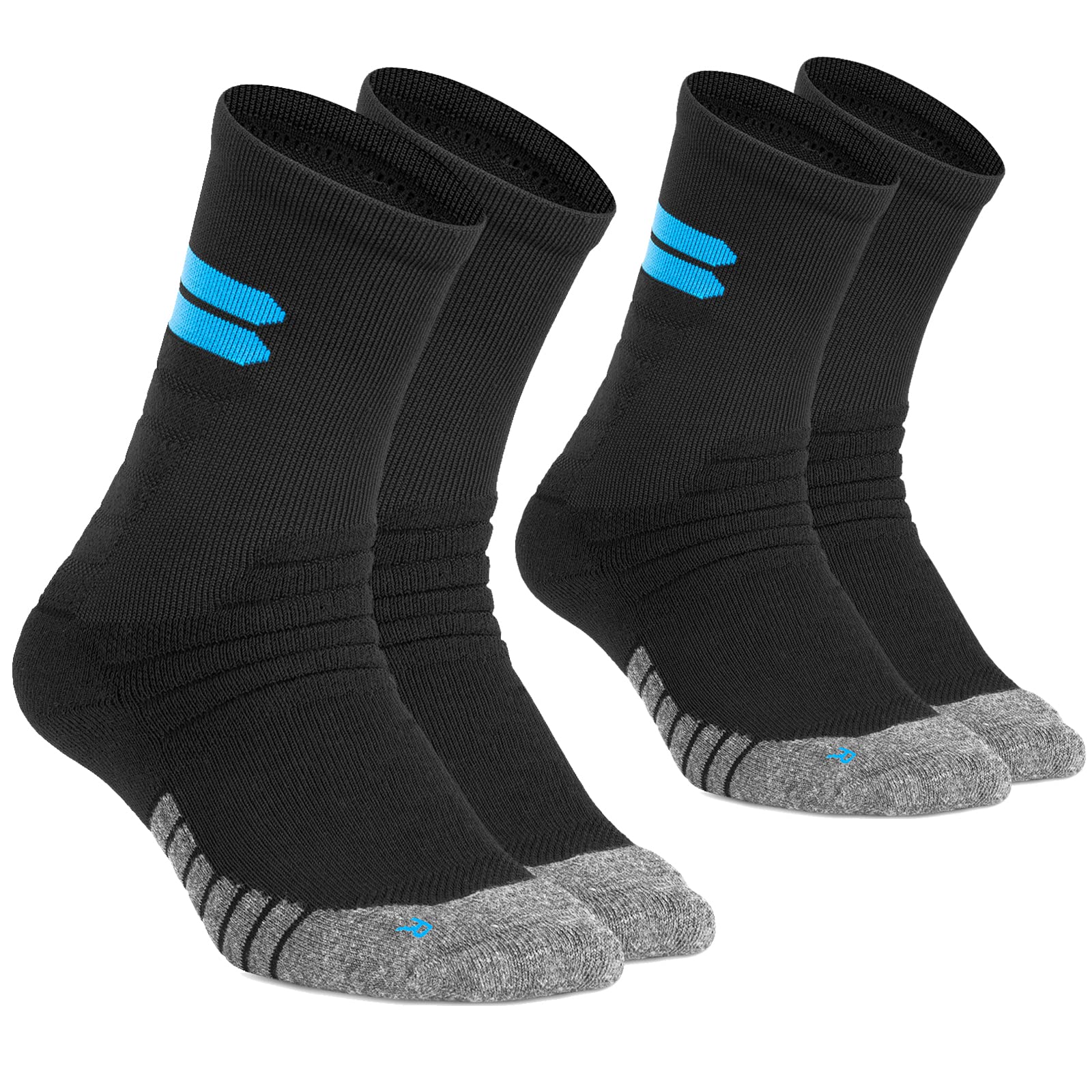 AKASO Crew Running Socks Cushion Thick Warm Coolmax Athletic Quarter Sock Moisture Wicking for Men & Women (2 Pairs)