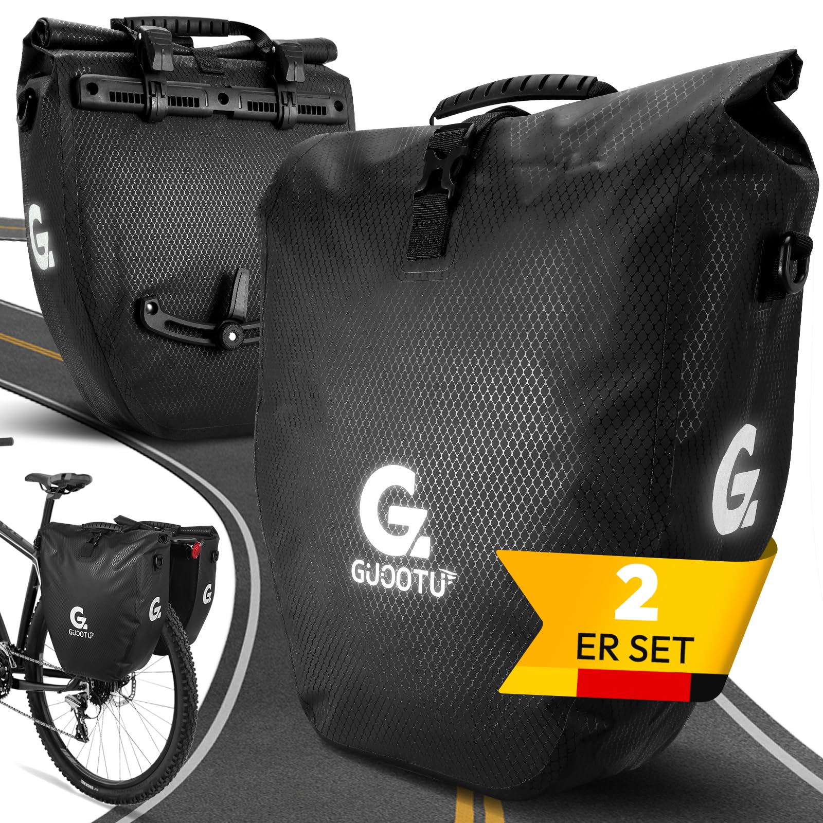GUOOTU Gepäckträgertaschen 2×20 L