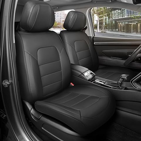 Deluxe Edition Napa Leather Seat Covers for Cars, Trucks, & SUV – 2 Black Car Seat ...