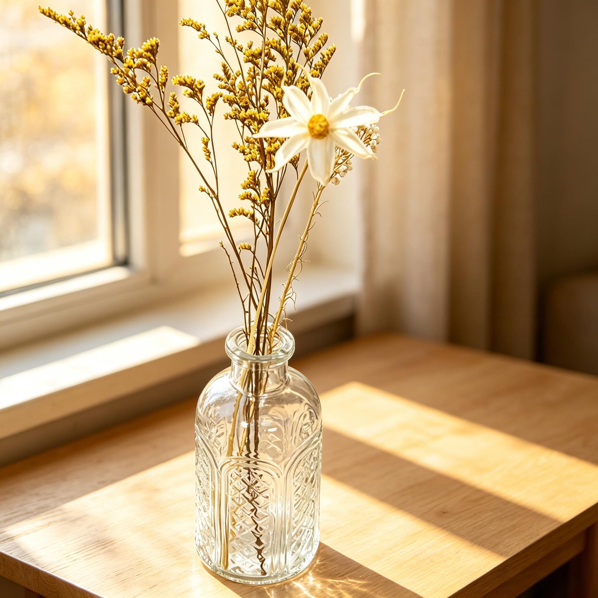 20er Set Mini Glasvasen für einzelne Blumen - Vintage Deko Vasen Klein Klar für Tischdeko Hochzeit Party Wohnzimmer - Blumenvasen Set Tischvasen (8-13cm)