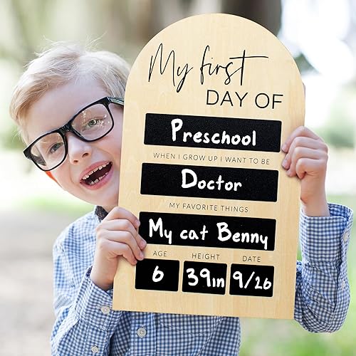 Miniatura 6 de Hermoso letrero de madera para el primer y último día de escuela, moderno y grande, para recuerdos duraderos, perfecto de 11.8 x 7.1 pulgadas,