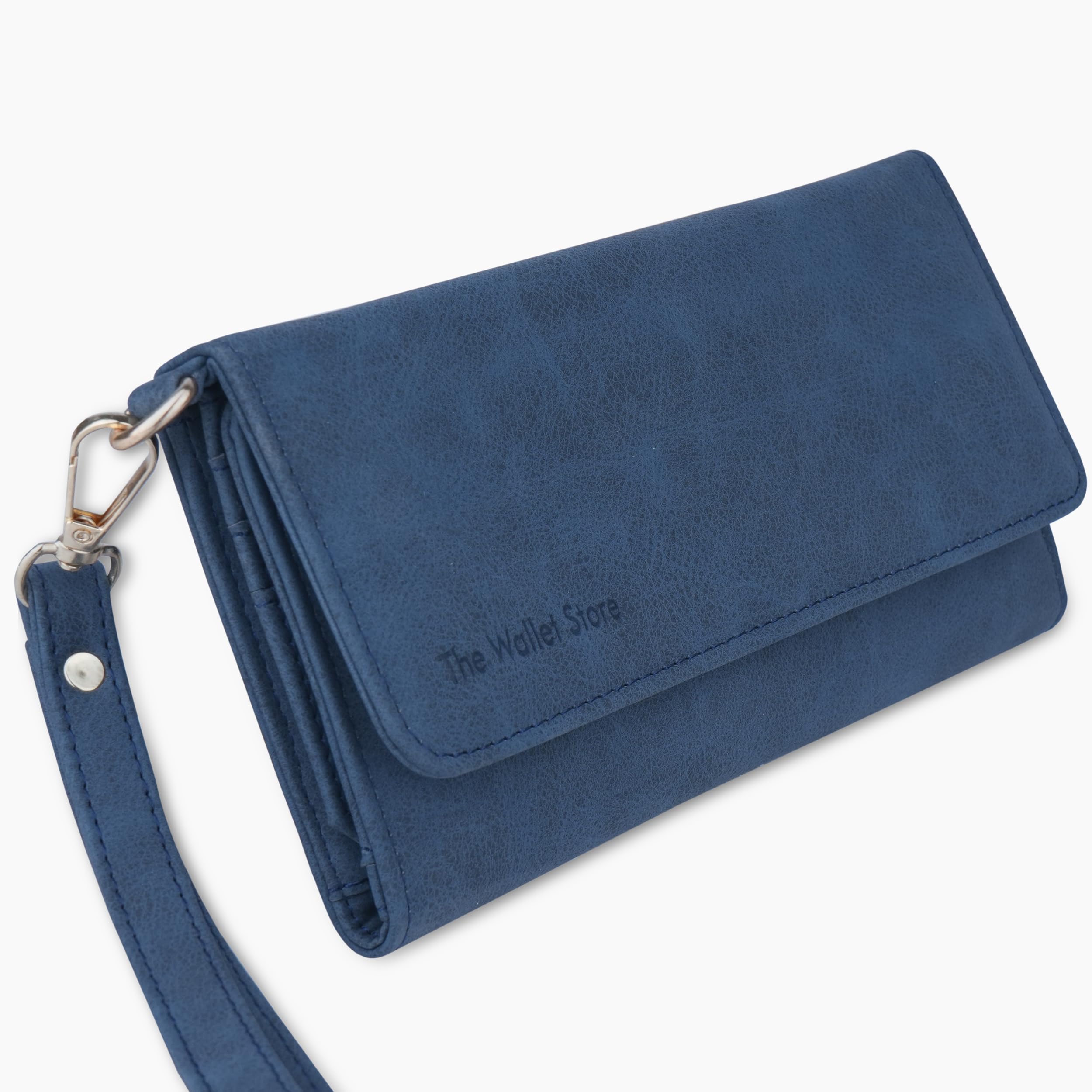 The Wallet Store Suede Leather Clutch For Women - Blue