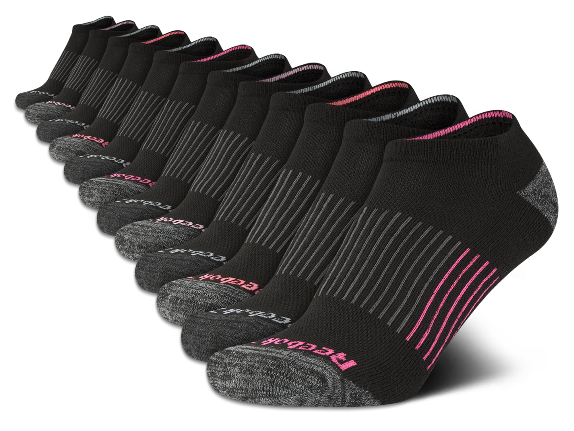 Reebok Womens No Show Socks Moisture Wicking Cushion Low Cut Socks 12 Pack