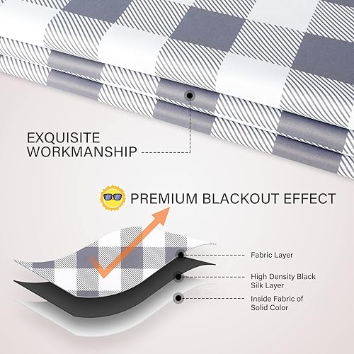 Miniatura 7 de Simple Deluxe Buffalo Check - Cortinas de cocina a cuadros, cortina pequeña a cuadros para ventanas de media cafetería, 26 pulgadas de ancho x 36