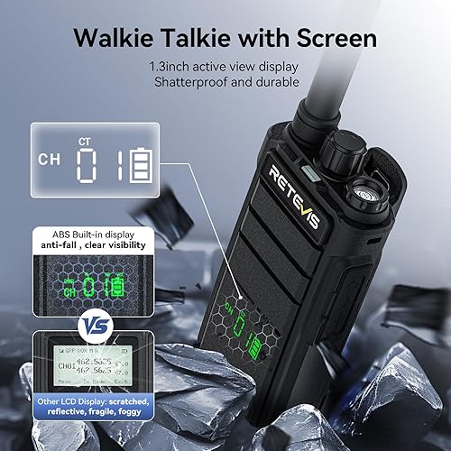 Miniatura 5 de Retevis RB26H Walkie Talkies de largo alcance con auricular, radio de 2 vías con cargador de 6 vías, pantalla oculta, 21 horas, NOAA, capacidad de