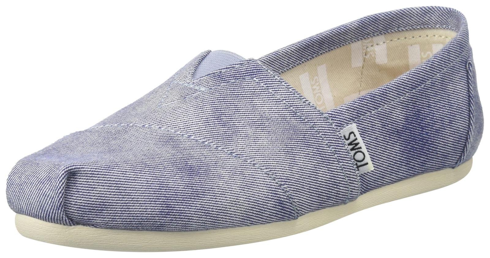 Toms Women's 10009727 Slate Blue Washed Twill Alpargata Flat, Slate Blue, 9 M US
