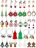 23 Pairs Christmas Earrings for Women Xmas Holiday Dangle Earrings Christmas Stud Tree Snowflake Bow Bells Light Earrings Bulk Cute Christmas Party Jewelry Gifts