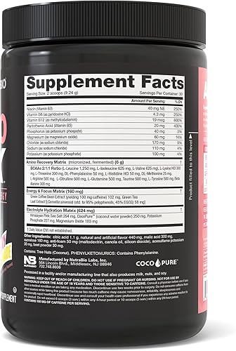Miniatura 2 de NutraBio Amino Kick - Fórmula energética de aminoácidos - BCAA's, electrolitos para hidratación, cafeína natural (limonada de frambuesa)