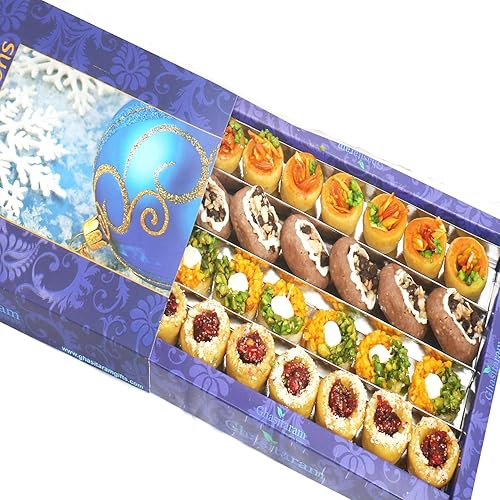 Ghasitaram Gifts Diwali Sweets - Caja surtida de cesta Anjeer, Kesar Pista Delight, Choco Boat y cesta de almendras 800 GMSRegalo para Diwali, Holi,