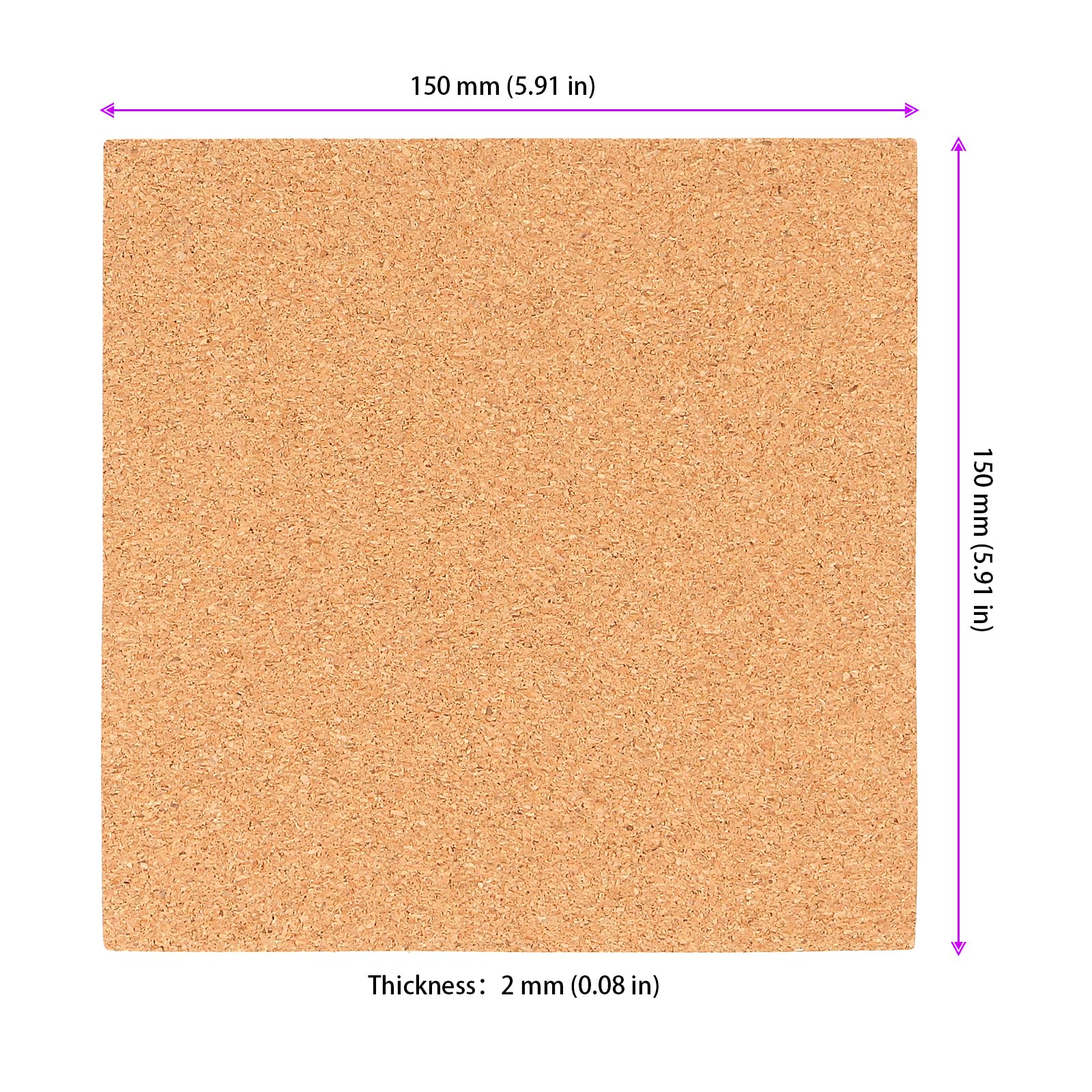 FUNSUEI Sottobicchieri in Sughero 15x15 cm 2 mm per Tazze da Caffè Vino Tè autoadesivi